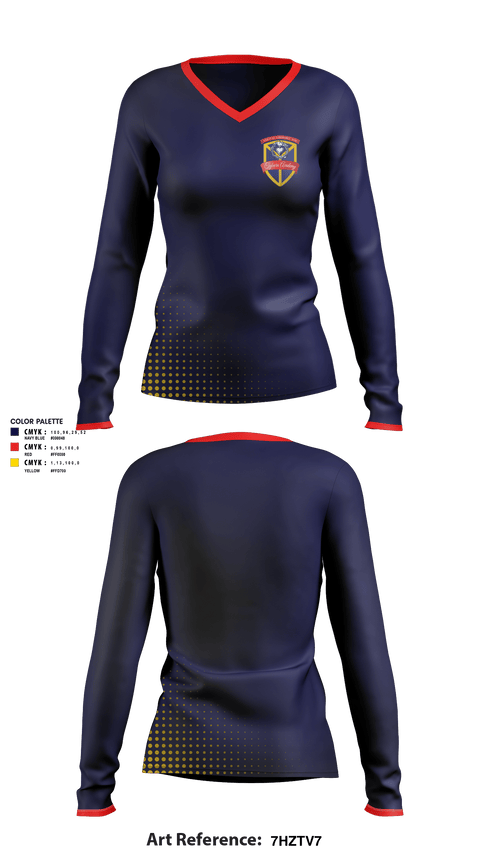 Women's Long Sleeve Vneck Shirt, Tyburn Academy Of Mary Immaculate, Spirit Store, Teamtime, Team time, sublimation, custom sports apparel, team uniforms, spirit wear, spiritwear, sports uniforms, custom shirts, team store, custom team store, fundraiser sports, apparel fundraiser