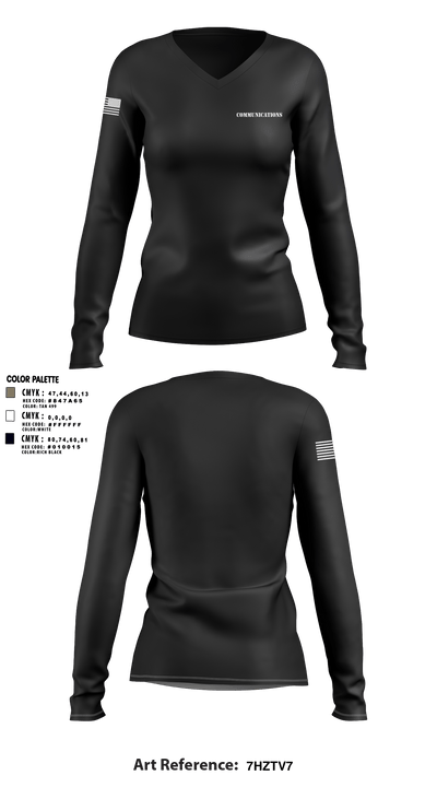 Communications 90043966 Women's Long Sleeve V-neck Shirt - 3