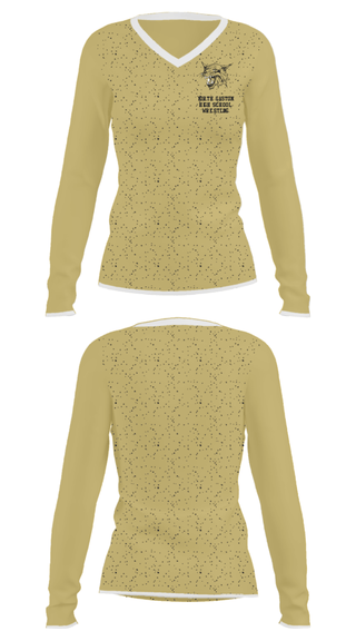 Women's Long Sleeve Vneck Shirt, North Gaston High School Wrestling, Wrestling, Teamtime, Team time, sublimation, custom sports apparel, team uniforms, spirit wear, spiritwear, sports uniforms, custom shirts, team store, custom team store, fundraiser sports, apparel fundraiser