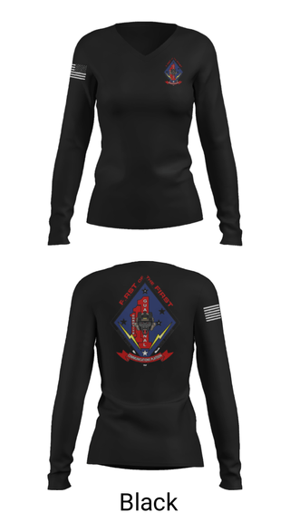 Women's Long Sleeve Vneck Shirt, , Marines, Teamtime, Team time, sublimation, custom sports apparel, team uniforms, spirit wear, spiritwear, sports uniforms, custom shirts, team store, custom team store, fundraiser sports, apparel fundraiser