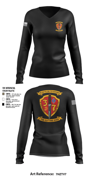 Women's Long Sleeve Vneck Shirt, , Marines, Teamtime, Team time, sublimation, custom sports apparel, team uniforms, spirit wear, spiritwear, sports uniforms, custom shirts, team store, custom team store, fundraiser sports, apparel fundraiser