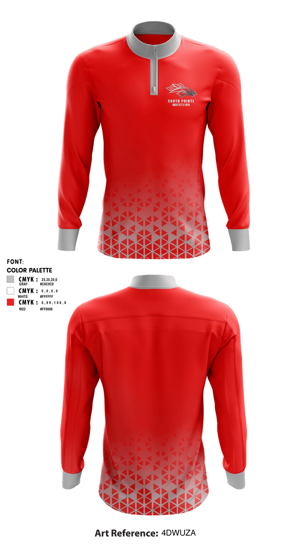 Quarter Zip Jacket, South Pointe High School Wrestling, Wrestling, Teamtime, Team time, sublimation, custom sports apparel, team uniforms, spirit wear, spiritwear, sports uniforms, custom shirts, team store, custom team store, fundraiser sports, apparel fundraiser