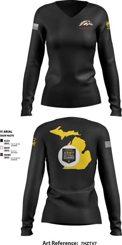 Bronco Battalion 65771429 Women's Long Sleeve V-neck Shirt - 1