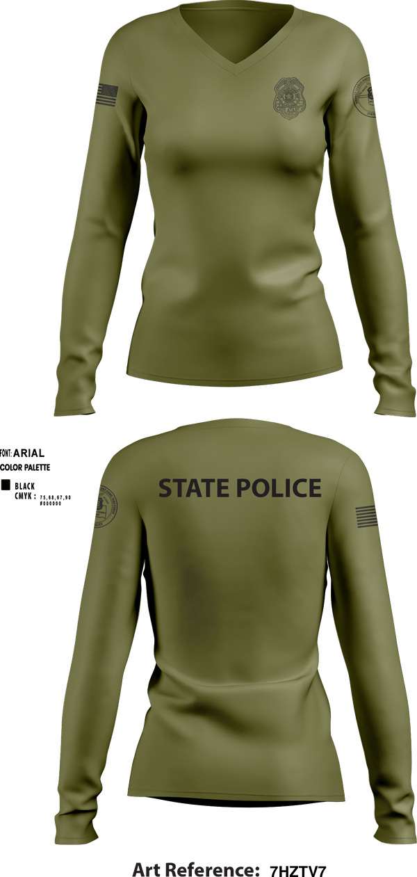 Women's Long Sleeve Vneck Shirt, , Police, Teamtime, Team time, sublimation, custom sports apparel, team uniforms, spirit wear, spiritwear, sports uniforms, custom shirts, team store, custom team store, fundraiser sports, apparel fundraiser