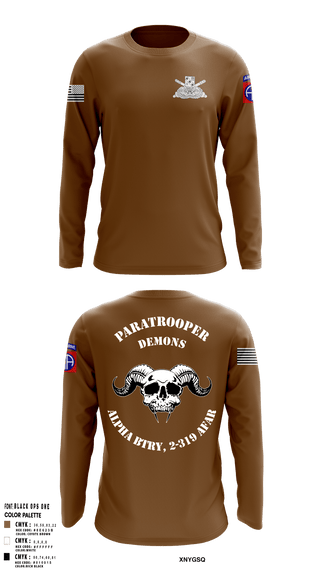 Long Sleeve Performance Shirt, ALPHA BTRY, 2-319th AFAR, Army, Teamtime, Team time, sublimation, custom sports apparel, team uniforms, spirit wear, spiritwear, sports uniforms, custom shirts, team store, custom team store, fundraiser sports, apparel fundraiser