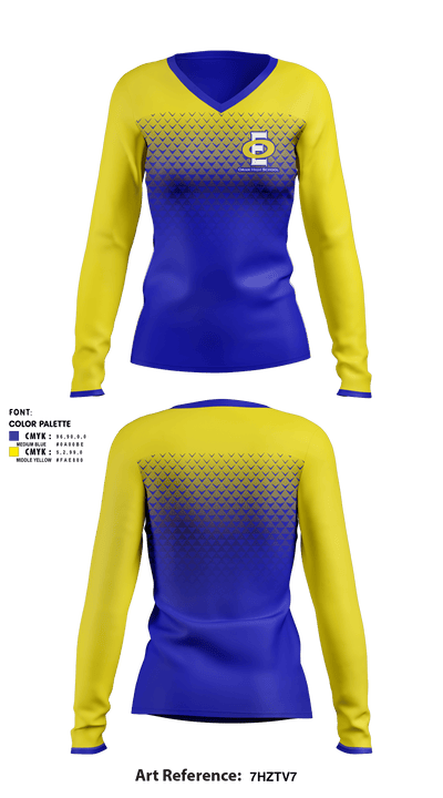 Oran High School 65220878 Women's Long Sleeve V-neck Shirt - 1