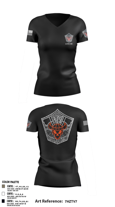329TH CWC 25491808 Women's Short Sleeve V-neck Shirt - 3