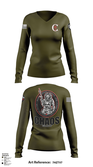 Women's Long Sleeve Vneck Shirt, , Army, Teamtime, Team time, sublimation, custom sports apparel, team uniforms, spirit wear, spiritwear, sports uniforms, custom shirts, team store, custom team store, fundraiser sports, apparel fundraiser