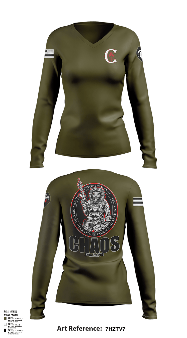 Women's Long Sleeve Vneck Shirt, , Army, Teamtime, Team time, sublimation, custom sports apparel, team uniforms, spirit wear, spiritwear, sports uniforms, custom shirts, team store, custom team store, fundraiser sports, apparel fundraiser