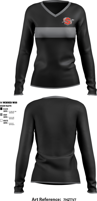 Sandwich High School 88980471 Women's Long Sleeve V-neck Shirt - 1