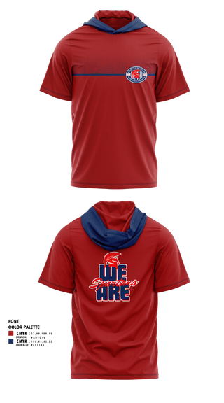 Short Sleeve Performance Shirt with hood, Deerfield Spartans, Cross Country, Teamtime, Team time, sublimation, custom sports apparel, team uniforms, spirit wear, spiritwear, sports uniforms, custom shirts, team store, custom team store, fundraiser sports, apparel fundraiser
