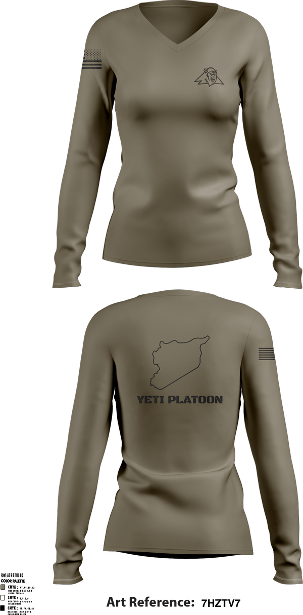 Women's Long Sleeve Vneck Shirt, , Army, Teamtime, Team time, sublimation, custom sports apparel, team uniforms, spirit wear, spiritwear, sports uniforms, custom shirts, team store, custom team store, fundraiser sports, apparel fundraiser