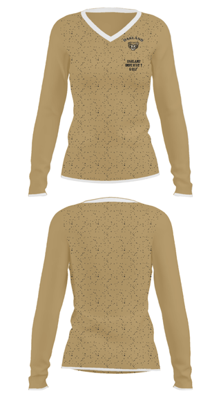 Women's Long Sleeve Vneck Shirt, Oakland University Golf, Golf, Teamtime, Team time, sublimation, custom sports apparel, team uniforms, spirit wear, spiritwear, sports uniforms, custom shirts, team store, custom team store, fundraiser sports, apparel fundraiser
