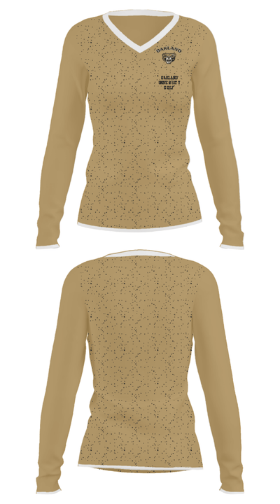 Oakland University Golf 96928168 Women's Long Sleeve V-neck Shirt - 26