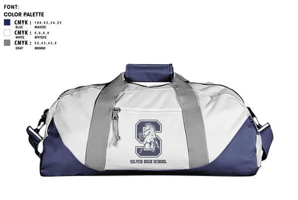 Duffle Bag, Silver High School, Spirit Store, Teamtime, Team time, sublimation, custom sports apparel, team uniforms, spirit wear, spiritwear, sports uniforms, custom shirts, team store, custom team store, fundraiser sports, apparel fundraiser