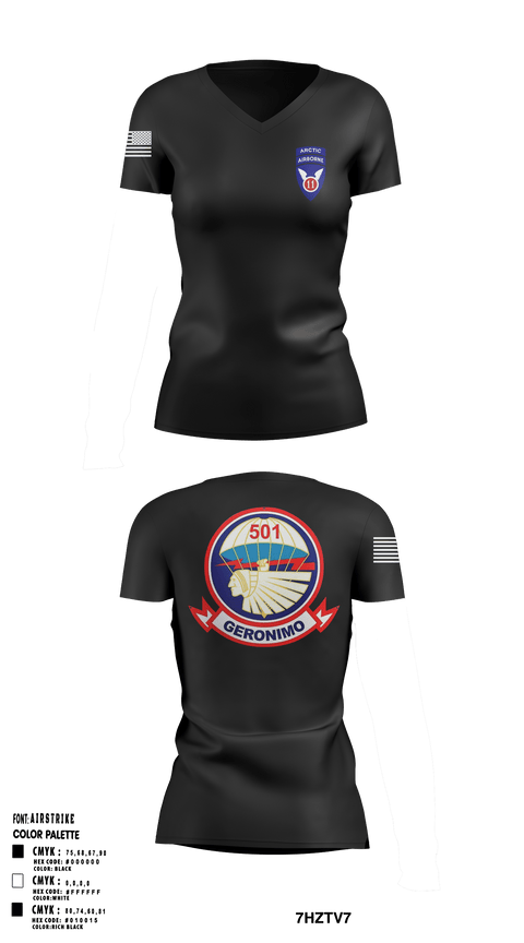 Women's Short Sleeve Vneck Shirt, 1-501st parachute infantry, Army, Teamtime, Team time, sublimation, custom sports apparel, team uniforms, spirit wear, spiritwear, sports uniforms, custom shirts, team store, custom team store, fundraiser sports, apparel fundraiser