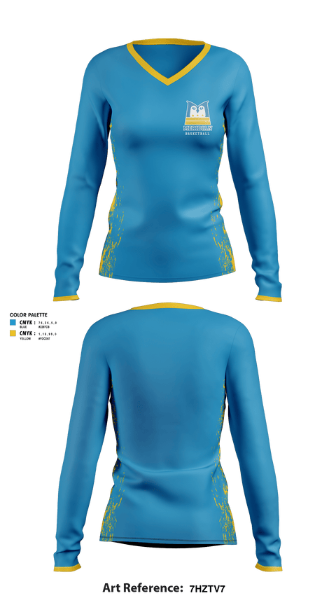 Women's Long Sleeve Vneck Shirt, Meridian Public Charter School Basketball, Men's Basketball, Teamtime, Team time, sublimation, custom sports apparel, team uniforms, spirit wear, spiritwear, sports uniforms, custom shirts, team store, custom team store, fundraiser sports, apparel fundraiser