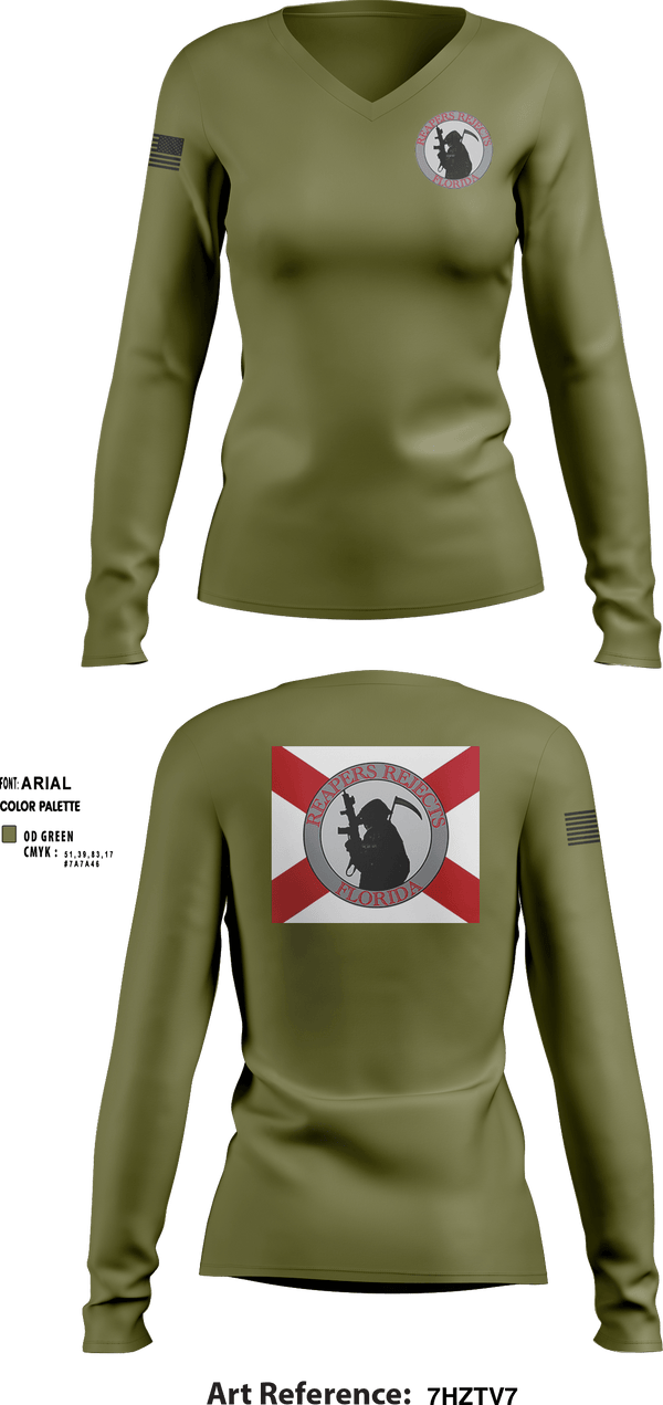 Women's Long Sleeve Vneck Shirt, Reapers Rejects, , Teamtime, Team time, sublimation, custom sports apparel, team uniforms, spirit wear, spiritwear, sports uniforms, custom shirts, team store, custom team store, fundraiser sports, apparel fundraiser
