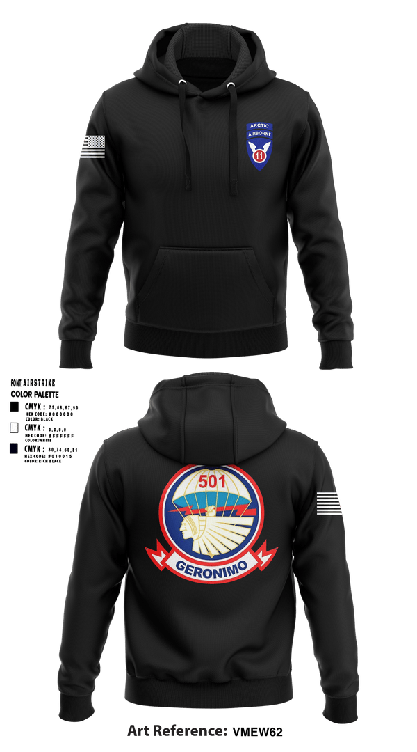 Hoodie, 1-501st parachute infantry, Army, Teamtime, Team time, sublimation, custom sports apparel, team uniforms, spirit wear, spiritwear, sports uniforms, custom shirts, team store, custom team store, fundraiser sports, apparel fundraiser