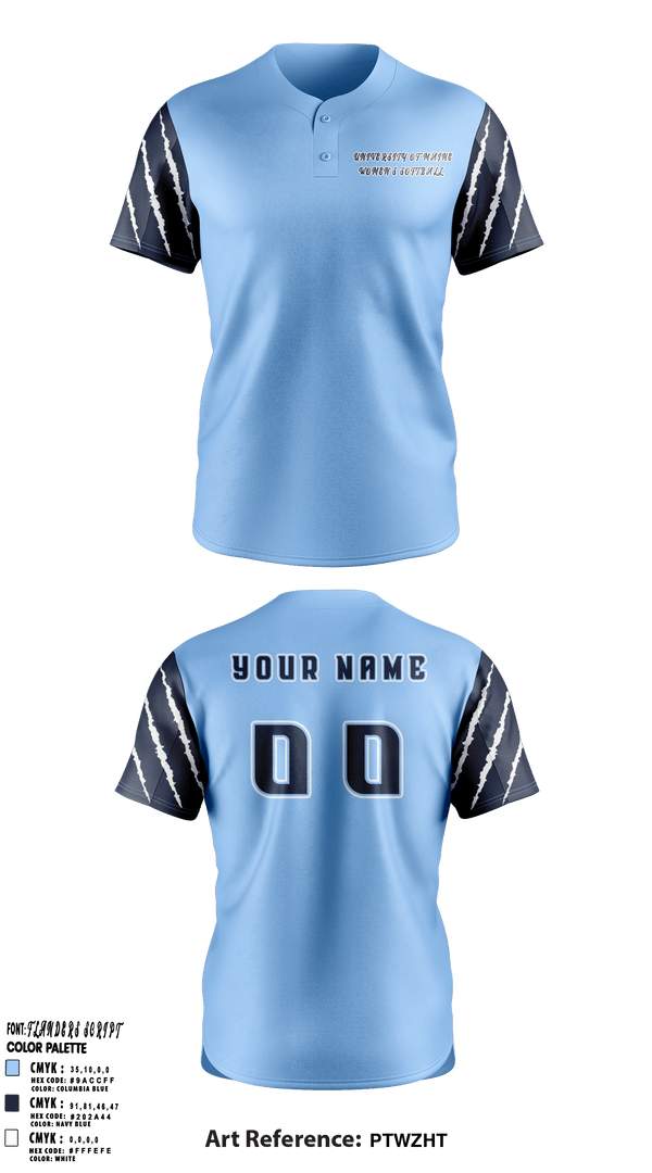 Two Button Softball Jersey, University of Maine Softball, Softball, Teamtime, Team time, sublimation, custom sports apparel, team uniforms, spirit wear, spiritwear, sports uniforms, custom shirts, team store, custom team store, fundraiser sports, apparel fundraiser