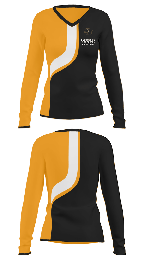 Women's Long Sleeve Vneck Shirt, Saint Anthony'S High School Basketball, Women's Basketball, Teamtime, Team time, sublimation, custom sports apparel, team uniforms, spirit wear, spiritwear, sports uniforms, custom shirts, team store, custom team store, fundraiser sports, apparel fundraiser