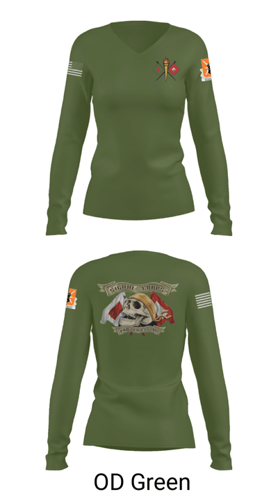 4ID 3ABCT 1-66AR HHC S6 4294361 Women's Long Sleeve V-neck Shirt - 31