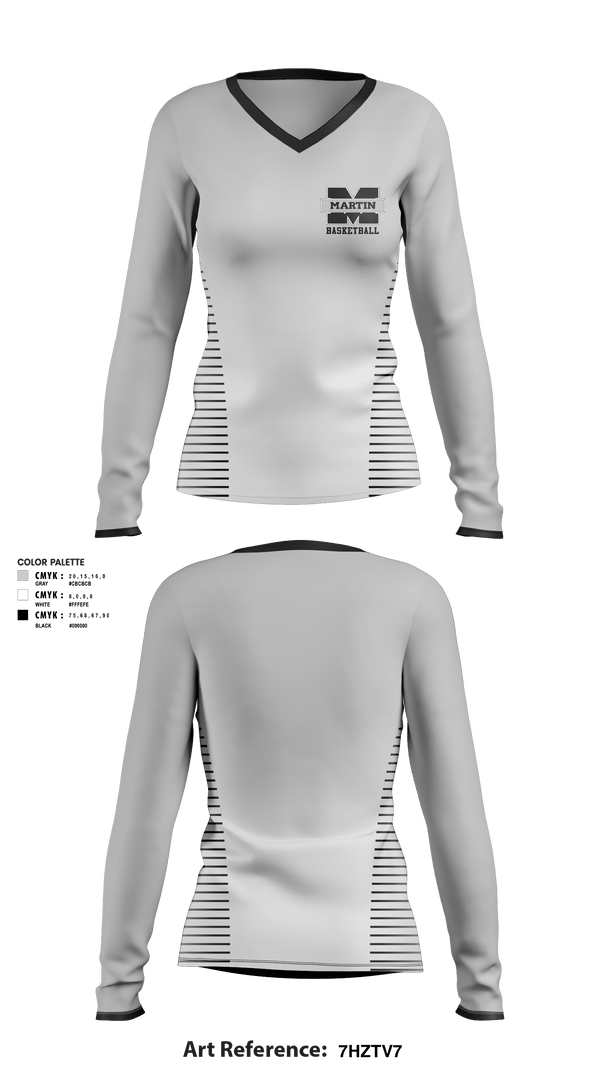 Women's Long Sleeve Vneck Shirt, Martin County High School Women's Basketball, Women's Basketball, Teamtime, Team time, sublimation, custom sports apparel, team uniforms, spirit wear, spiritwear, sports uniforms, custom shirts, team store, custom team store, fundraiser sports, apparel fundraiser
