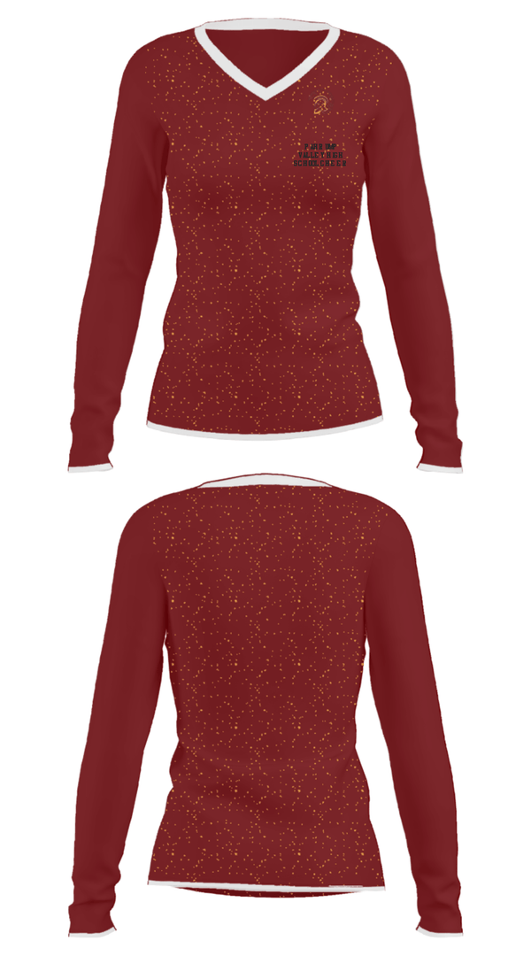 Women's Long Sleeve Vneck Shirt, Pahrump Valley High School Cheer, Cheer, Teamtime, Team time, sublimation, custom sports apparel, team uniforms, spirit wear, spiritwear, sports uniforms, custom shirts, team store, custom team store, fundraiser sports, apparel fundraiser