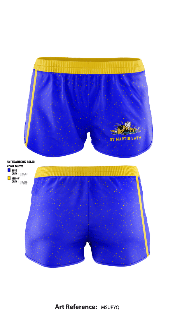 Women's Shorts, St Martin High School Swimming, Swimming, Teamtime, Team time, sublimation, custom sports apparel, team uniforms, spirit wear, spiritwear, sports uniforms, custom shirts, team store, custom team store, fundraiser sports, apparel fundraiser