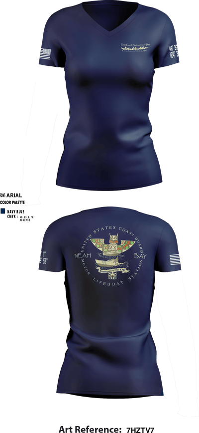 USCG STATION NEAH BAY 8595020 Women's Short Sleeve V-neck Shirt - 2