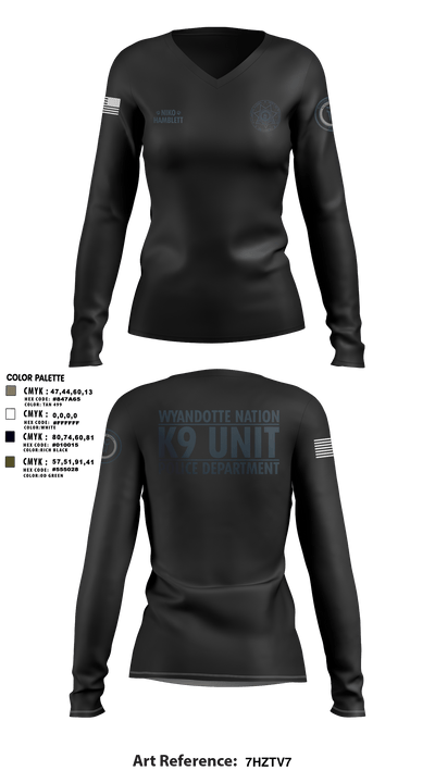 K9 Unit 27578074 Women's Long Sleeve V-neck Shirt - 12