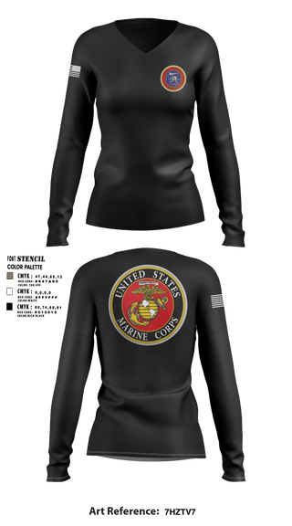Women's Long Sleeve Vneck Shirt, , Marines, Teamtime, Team time, sublimation, custom sports apparel, team uniforms, spirit wear, spiritwear, sports uniforms, custom shirts, team store, custom team store, fundraiser sports, apparel fundraiser