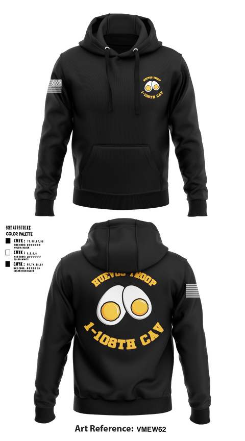 Hoodie, 1-108 CAV HHT, Army, Teamtime, Team time, sublimation, custom sports apparel, team uniforms, spirit wear, spiritwear, sports uniforms, custom shirts, team store, custom team store, fundraiser sports, apparel fundraiser