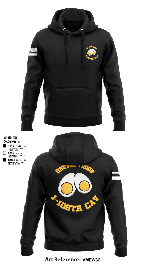 Hoodie, 1-108 CAV HHT, Army, Teamtime, Team time, sublimation, custom sports apparel, team uniforms, spirit wear, spiritwear, sports uniforms, custom shirts, team store, custom team store, fundraiser sports, apparel fundraiser