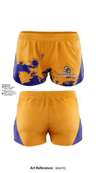 Women's Shorts, George Bush High School, Spirit Store, Teamtime, Team time, sublimation, custom sports apparel, team uniforms, spirit wear, spiritwear, sports uniforms, custom shirts, team store, custom team store, fundraiser sports, apparel fundraiser
