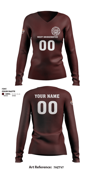 West Bridgewater High School Volleyball 90318455 Women's Long Sleeve V-neck Shirt - 2