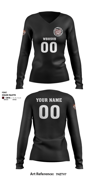 West Bridgewater High School Volleyball 90318455 Women's Long Sleeve V-neck Shirt - 4