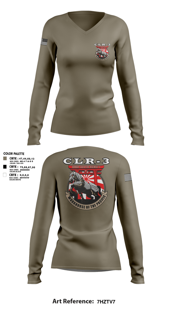 Women's Long Sleeve Vneck Shirt, CLR-3, Marines, Teamtime, Team time, sublimation, custom sports apparel, team uniforms, spirit wear, spiritwear, sports uniforms, custom shirts, team store, custom team store, fundraiser sports, apparel fundraiser