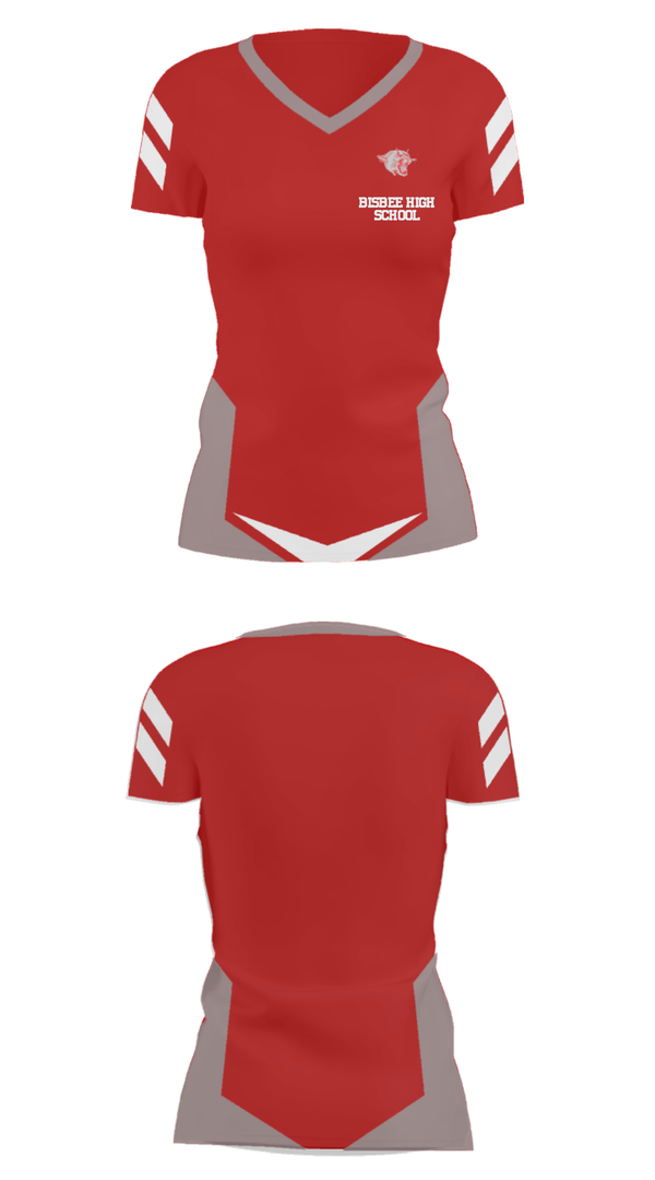 Women's Short Sleeve Vneck Shirt, Bisbee High School, Spirit Store, Teamtime, Team time, sublimation, custom sports apparel, team uniforms, spirit wear, spiritwear, sports uniforms, custom shirts, team store, custom team store, fundraiser sports, apparel fundraiser