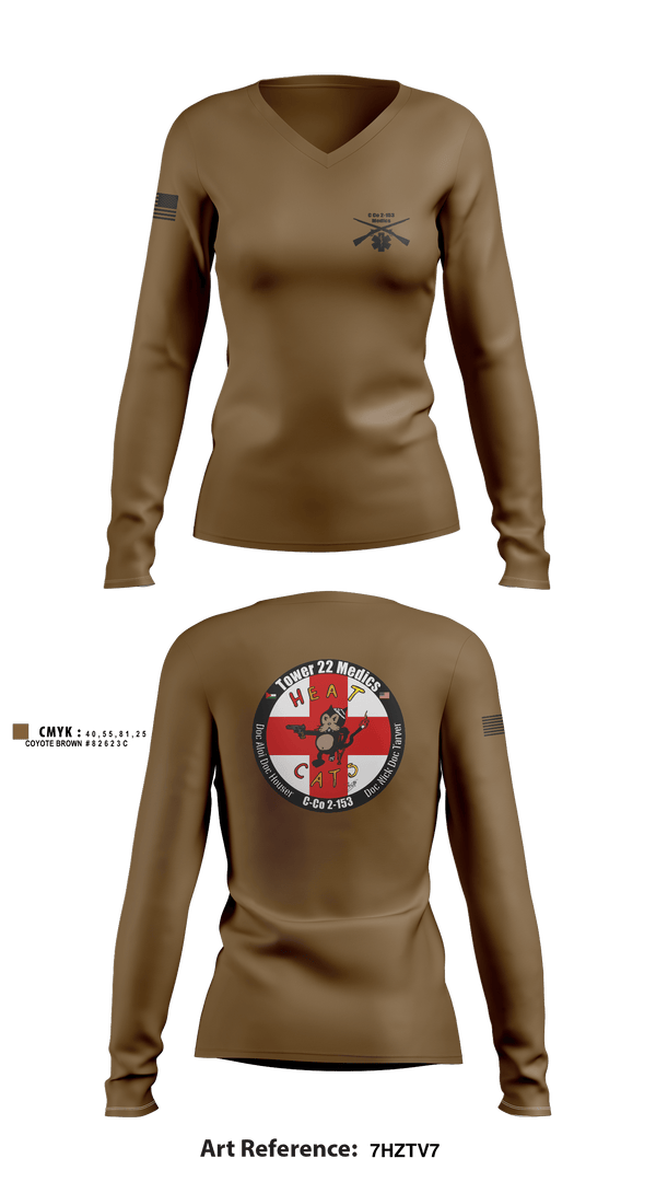 Women's Long Sleeve Vneck Shirt, , National Guard, Teamtime, Team time, sublimation, custom sports apparel, team uniforms, spirit wear, spiritwear, sports uniforms, custom shirts, team store, custom team store, fundraiser sports, apparel fundraiser