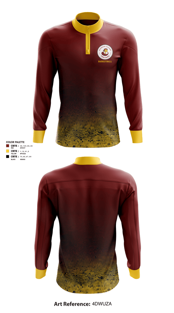 Quarter Zip Jacket, Jefferson Middle School Basketball, Men's Basketball, Teamtime, Team time, sublimation, custom sports apparel, team uniforms, spirit wear, spiritwear, sports uniforms, custom shirts, team store, custom team store, fundraiser sports, apparel fundraiser