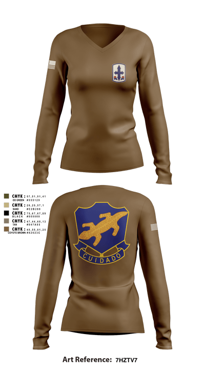 1-158th IN 91040606 Women's Long Sleeve V-neck Shirt - 2
