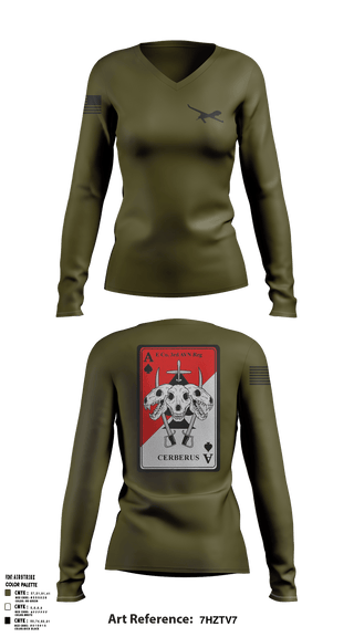 Women's Long Sleeve Vneck Shirt, , Army, Teamtime, Team time, sublimation, custom sports apparel, team uniforms, spirit wear, spiritwear, sports uniforms, custom shirts, team store, custom team store, fundraiser sports, apparel fundraiser
