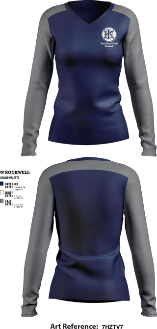 Women's Long Sleeve Vneck Shirt, Kent Island Youth Softball, Spirit Store, Teamtime, Team time, sublimation, custom sports apparel, team uniforms, spirit wear, spiritwear, sports uniforms, custom shirts, team store, custom team store, fundraiser sports, apparel fundraiser