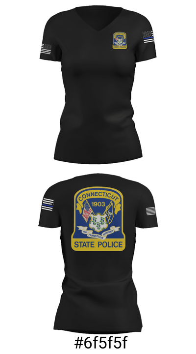 Connecticut State Police 53595968 Women's Short Sleeve V-neck Shirt - 19