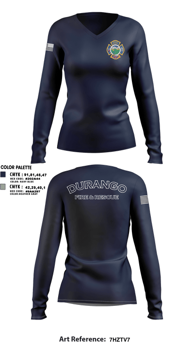 Durango Fire Protection District 71199400 Women's Long Sleeve V-neck Shirt - 4