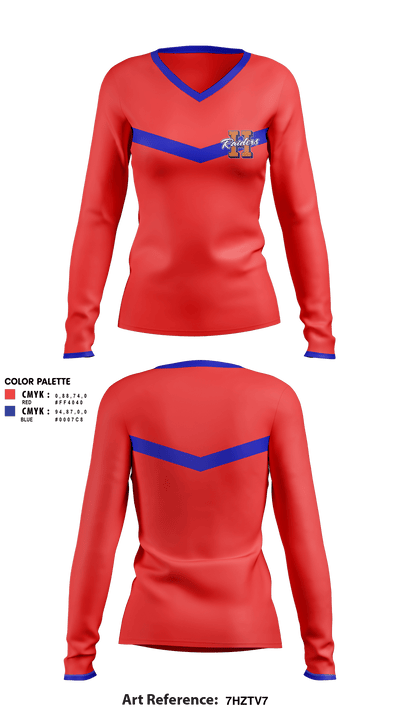 William Henry Harrison High School Cheer 60783078 Women's Long Sleeve V-neck Shirt - 1