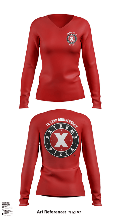 Extreme Pizza 64264701 Women's Long Sleeve V-neck Shirt - 2