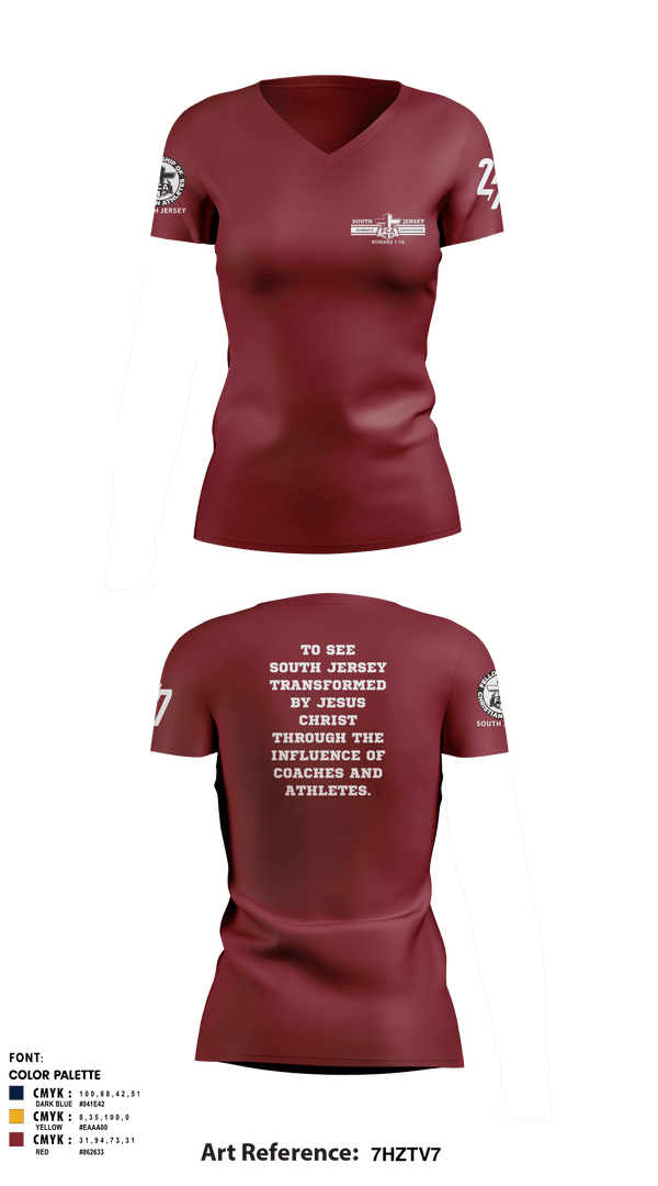 Women's Short Sleeve Vneck Shirt, FCA ( Fellowship of Christian Athletes ) South Jersey, Spirit Store, Teamtime, Team time, sublimation, custom sports apparel, team uniforms, spirit wear, spiritwear, sports uniforms, custom shirts, team store, custom team store, fundraiser sports, apparel fundraiser