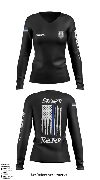 Women's Long Sleeve Vneck Shirt, SDRPA, Police, Teamtime, Team time, sublimation, custom sports apparel, team uniforms, spirit wear, spiritwear, sports uniforms, custom shirts, team store, custom team store, fundraiser sports, apparel fundraiser